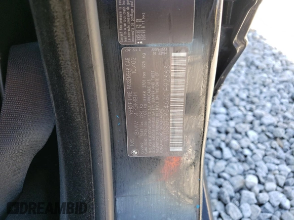 2003 BMW M5 z VIN WBSDE93463CF92363, wystawiony jako Copart lot #49098675 z przebiegiem 157 560 mil mil oraz Szkody całkowita. Historia ofert i sprzedaży dostępna na DreamBid. Obrazek 12.
