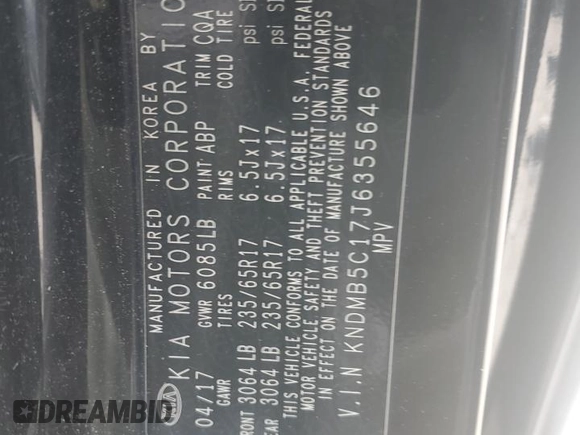 2018 Kia Sedona LX with VIN KNDMB5C17J6355646, listed as a Copart auction lot 67643374 with 106,261 mi miles and Salvage Title. Bid and sale history available at carsss.com. Image 15.