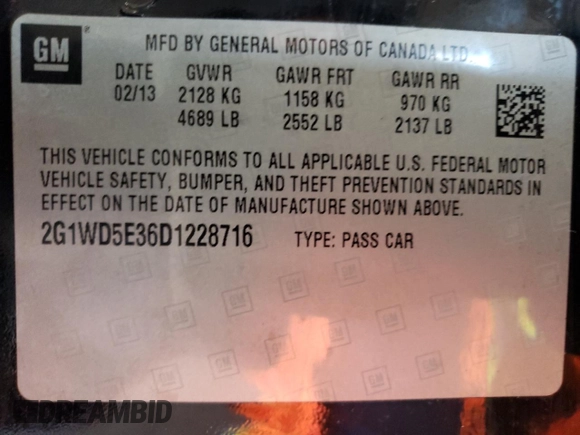2013 Chevrolet Impala Police z VIN 2G1WD5E36D1228716, wystawiony jako Copart lot #80020404 z przebiegiem 200 548 mil mil oraz Szkoda całkowita • Salvage title. Historia ofert i sprzedaży dostępna na DreamBid. Obrazek 12.