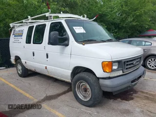 2007 Ford Econoline Cargo Commercial with VIN 1FTNE24L17DA50691, listed as a IAAI auction lot 42754142 with 213,906 mi miles and . Bid and sale history available at DreamBid. Image 1.