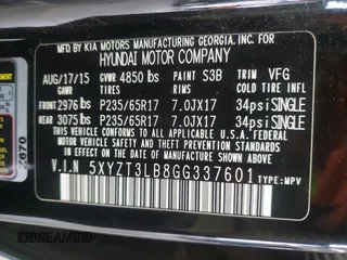 2016 Hyundai Santa Fe z VIN 5XYZT3LB8GG337601, wystawiony jako Copart lot #56130385 z przebiegiem Nie podano mil oraz Szkoda całkowita • Salvage title. Historia ofert i sprzedaży dostępna na DreamBid. Obrazek 12.