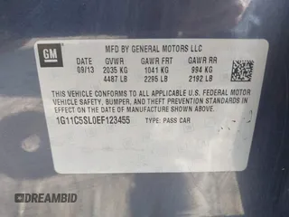 2014 Chevrolet Malibu LT with VIN 1G11C5SL0EF123455, listed as a IAAI auction lot 42113023 with 53,501 mi miles and . Bid and sale history available at DreamBid. Image 9.