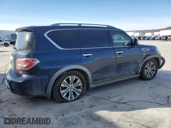 2019 Nissan Armada SL with VIN JN8AY2ND6K9090410, listed as a Copart auction lot 46342825 with 106,930 mi miles and Salvage Title. Bid and sale history available at carsss.com. Image 3.