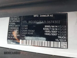 2020 Mercedes-Benz Metris Cargo z VIN WD3PG2EA2L3674302, wystawiony jako IAAI lot #42314117 z przebiegiem 116 502 mil mil oraz . Historia ofert i sprzedaży dostępna na DreamBid. Obrazek 9.