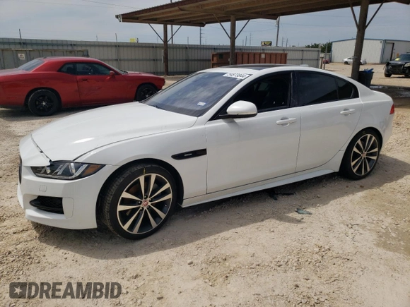 2018 Jaguar XE with VIN SAJAF4FX0JCP33858, listed as a Copart auction lot 54873844 with 46,402 mi miles and Salvage Title. Bid and sale history available at DreamBid. Image 1.