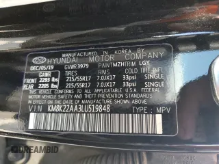 2020 Hyundai Kona SEL with VIN KM8K22AA3LU519848, listed as a Copart auction lot 46013323 with 50,217 mi miles. Bid and sale history available at carsss.com. Image 14.