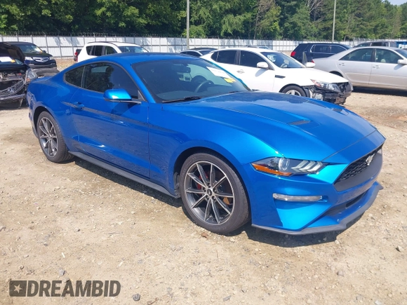 2019 Ford Mustang EcoBoost with VIN 1FA6P8TH3K5124197, listed as a IAAI auction lot 42579034 with 57,965 mi miles and . Bid and sale history available at DreamBid. Image 1.
