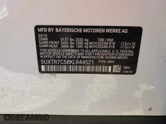 2019 BMW X3 sDrive30i with VIN 5UXTR7C58KLR44521, listed as a Copart auction lot 88300935 with 84,132 mi miles and Salvage Title. Bid and sale history available at carsss.com. Image 13.