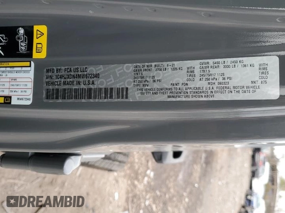 2021 Jeep Wrangler Unlimited Freedom with VIN 1C4HJXDN4MW672340, listed as a Copart auction lot 49406695 with 48,832 mi miles and Salvage title. Bid and sale history available at DreamBid. Image 14.