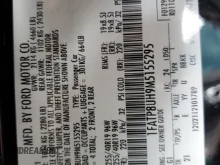 2021 Ford Mustang EcoBoost с VIN 1FATP8UH9M5155295, выставлен на аукционе Copart как лот 53179595 с пробегом 31 288 миль миль и Списание • Salvage title. История ставок и продаж доступна на DreamBid. Изображение 14.