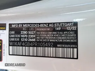 2023 Mercedes-Benz C 300 with VIN W1KAF4GB4PR105492, listed as a Copart auction lot 52427155 with 40,241 mi miles and Salvage title. Bid and sale history available at DreamBid. Image 12.