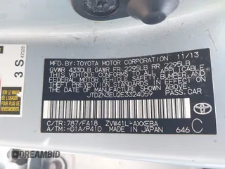 2014 Toyota Prius Two with VIN JTDZN3EU2E3324059, listed as a IAAI auction lot 42639410 with 267,454 mi miles and . Bid and sale history available at DreamBid. Image 9.