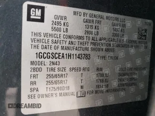 2017 Chevrolet Colorado 2WD LT with VIN 1GCGSCEA1H1143783, listed as a Copart auction lot 45917045 with 83,838 mi miles and Salvage title. Bid and sale history available at DreamBid. Image 12.
