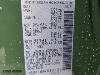 2024 Nissan Frontier SV with VIN 1N6ED1EJ8RN610758, listed as a Copart auction lot 44508075 with 3,600 mi miles and Salvage Title. Bid and sale history available at carsss.com. Image 15.