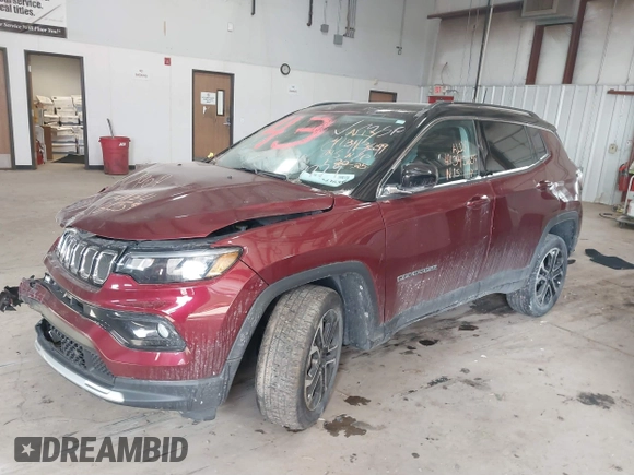 2022 Jeep Compass High Altitude with VIN 3C4NJDCB6NT107779, listed as a IAAI auction lot 41343659 with 32,612 mi miles and . Bid and sale history available at DreamBid. Image 2.