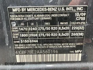 2010 Mercedes-Benz GL-Class GL 450 with VIN 4JGBF7BE2AA560196, listed as a Copart auction lot 73441094 with 0 mi miles and Clean Title. Bid and sale history available at carsss.com. Image 10.