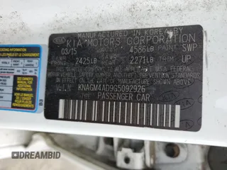 2016 Kia Optima Hybrid with VIN KNAGM4AD9G5092926, listed as a Copart auction lot 58572524 with 66,595 mi miles and Salvage Title. Bid and sale history available at carsss.com. Image 14.