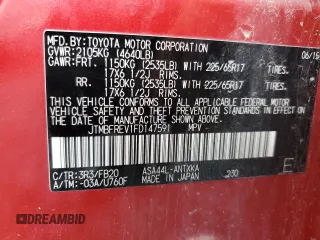2015 Toyota RAV4 LE z VIN JTMBFREV1FD147591, wystawiony jako Copart lot #64613005 z przebiegiem 119 718 mil mil oraz Szkoda całkowita • Salvage title. Historia ofert i sprzedaży dostępna na DreamBid. Obrazek 14.