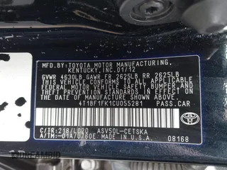 2012 Toyota Camry L with VIN 4T1BF1FK1CU055281, listed as a IAAI auction lot 41998575 with 82,328 mi miles and . Bid and sale history available at DreamBid. Image 9.