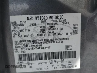 2010 Ford F-150 XL with VIN 1FTFW1EV8AFC53407, listed as a Copart auction lot 60062675 with 164,740 mi miles and Clean title. Bid and sale history available at DreamBid. Image 12.