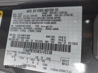 2022 Ford Mustang EcoBoost with VIN 1FA6P8TH5N5142558, listed as a IAAI auction lot 42025156 with 24,069 mi miles and . Bid and sale history available at DreamBid. Image 9.