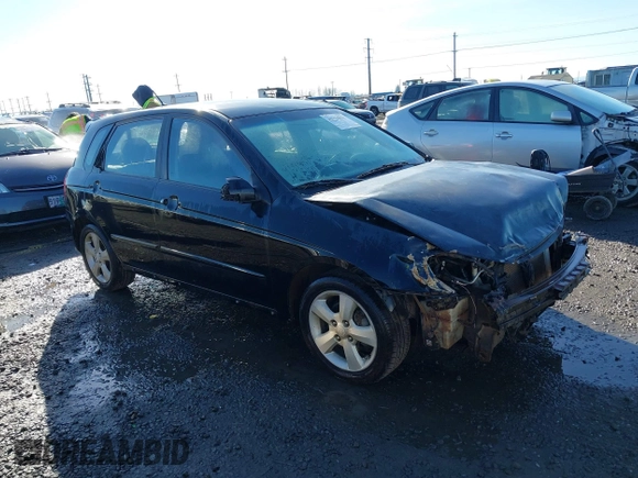 2008 Kia Spectra with VIN KNAFE162485017888, listed as a IAAI auction lot 41334351 with 195,280 mi miles. Bid and sale history available at carsss.com. Image 1.