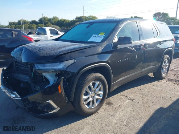 2023 Chevrolet Traverse LS with VIN 1GNERFKW9PJ340291, listed as a IAAI auction lot 41827755 with 16,677 mi miles. Bid and sale history available at carsss.com. Image 2.