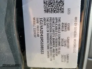2024 Chevrolet Corvette 1LT with VIN 1G1YA2D41R5108533, listed as a Copart auction lot 48159845 with 5,610 mi miles and Salvage Title. Bid and sale history available at carsss.com. Image 15.