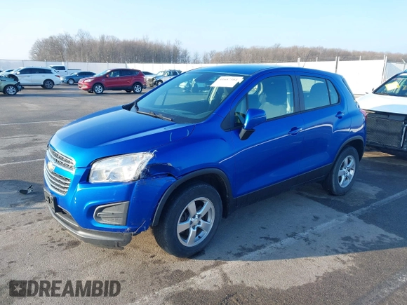 2016 Chevrolet Trax LS with VIN KL7CJNSB3GB555610, listed as a IAAI auction lot 41687384 with 95,626 mi miles. Bid and sale history available at carsss.com. Image 2.