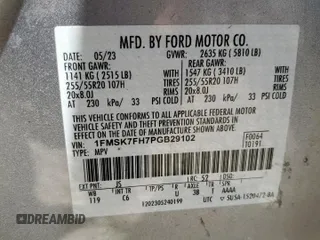 2023 Ford Explorer Limited with VIN 1FMSK7FH7PGB29102, listed as a Copart auction lot 58467555 with 31,286 mi miles and Salvage title. Bid and sale history available at DreamBid. Image 13.