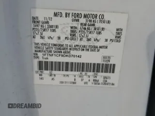 2013 Ford F-150 XL с VIN 1FTNF1CF9DKD70142, выставлен на аукционе Copart как лот 48891475 с пробегом 254 597 миль миль и Списание • Salvage title. История ставок и продаж доступна на DreamBid. Изображение 12.