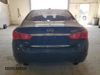 2016 Infiniti Q50 Red Sport 400 with VIN JN1FV7AR8GM450745, listed as a Copart auction lot 54018795 with 116,758 mi miles and Salvage title. Bid and sale history available at DreamBid. Image 6.