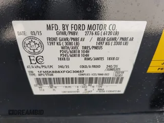 2015 Ford Explorer z VIN 1FM5K8B8XFGC30657, wystawiony jako IAAI lot #42647380 z przebiegiem Nie podano mil oraz . Historia ofert i sprzedaży dostępna na DreamBid. Obrazek 9.
