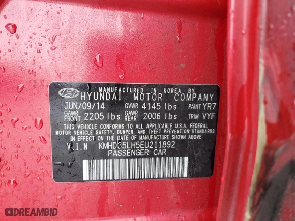 2014 Hyundai Elantra GT with VIN KMHD35LH5EU211892, listed as a Copart auction lot 44451145 with 51,676 mi miles and Salvage Title. Bid and sale history available at carsss.com. Image 12.
