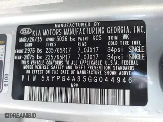 2016 Kia Sorento LX with VIN 5XYPG4A35GG044946, listed as a IAAI auction lot 41854811 with 146,422 mi miles. Bid and sale history available at carsss.com. Image 9.