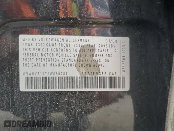 2009 Volkswagen GTI z VIN WVWHV71K79W060784, wystawiony jako Copart lot #70916074 z przebiegiem 142 259 mil mil oraz Nie do naprawy • Non repairable. Historia ofert i sprzedaży dostępna na DreamBid. Obrazek 12.