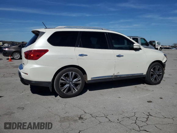 2017 Nissan Pathfinder Platinum with VIN 5N1DR2MN6HC619281, listed as a Copart auction lot 50221005 with 141,719 mi miles and Salvage title. Bid and sale history available at DreamBid. Image 3.