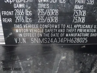 2023 Hyundai Santa Fe SEL with VIN 5NMS24AJ4PH628025, listed as a IAAI auction lot 41956750 with 54,002 mi miles. Bid and sale history available at carsss.com. Image 9.
