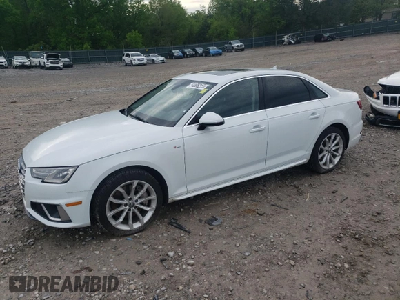 2019 Audi A4 Premium with VIN WAUDNAF42KA037712, listed as a Copart auction lot 54395215 with 65,475 mi miles and Clean Title. Bid and sale history available at DreamBid. Image 1.