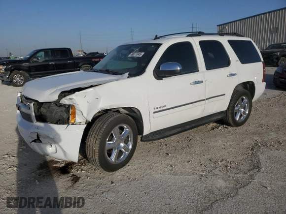 2013 Chevrolet Tahoe LTZ with VIN 1GNSCCE08DR102648, listed as a Copart auction lot 49677345 with 226,528 mi miles and Salvage title. Bid and sale history available at DreamBid. Image 1.