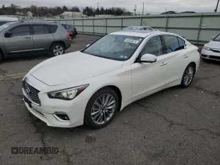 2023 Infiniti Q50 Luxe with VIN JN1EV7BR9PM542845, listed as a Copart auction lot 85554874 with 9,715 mi miles and Salvage title. Bid and sale history available at DreamBid. Image 1.
