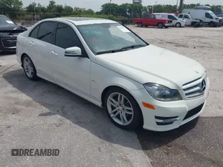 2012 Mercedes-Benz C-Class C 250 Sport with VIN WDDGF4HB1CR224376, listed as a IAAI auction lot 41886613 with 59,555 mi miles. Bid and sale history available at carsss.com. Image 1.
