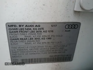 2018 Audi Q5 Premium Plus with VIN WA1BNAFY5J2106151, listed as a Copart auction lot 56980425 with 99,039 mi miles and Salvage title. Bid and sale history available at DreamBid. Image 13.