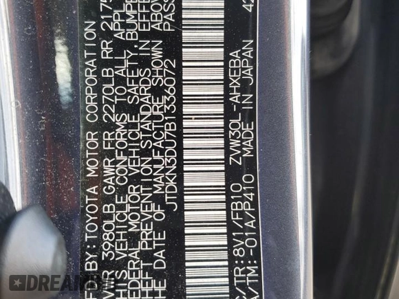 2011 Toyota Prius I z VIN JTDKN3DU7B1336072, wystawiony jako Copart lot #52896805 z przebiegiem 98 821 mil mil oraz Szkoda całkowita • Salvage title. Historia ofert i sprzedaży dostępna na DreamBid. Obrazek 12.