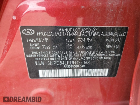 2018 Hyundai Elantra SEL with VIN 5NPD84LF1JH322068, listed as a Copart auction lot 81502884 with 103,052 mi miles and Salvage Title. Bid and sale history available at DreamBid. Image 15.