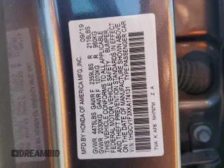 2019 Honda Accord Sedan Sport 1.5T with VIN 1HGCV1F3XKA174131, listed as a Copart auction lot 50574325 with 67,601 mi miles and Salvage Title. Bid and sale history available at carsss.com. Image 12.