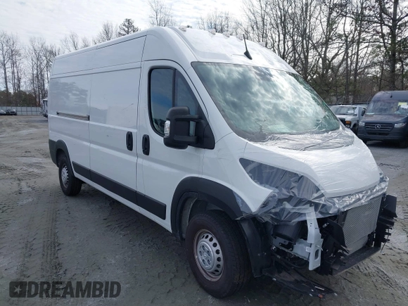 2024 Ram ProMaster Cargo Tradesman with VIN 3C6LRVDG2RE150517, listed as a IAAI auction lot 41462460 with 3,374 mi miles and . Bid and sale history available at DreamBid. Image 1.