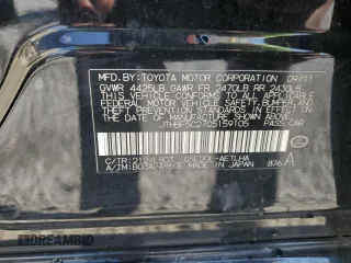 2012 Lexus IS 250 z VIN JTHBF5C27C5159105, wystawiony jako Copart lot #62128085 z przebiegiem 123 677 mil mil oraz Szkoda całkowita • Salvage title. Historia ofert i sprzedaży dostępna na DreamBid. Obrazek 13.