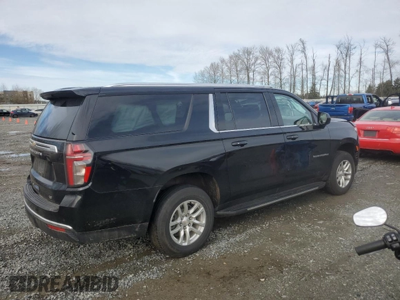2023 Chevrolet Suburban LT with VIN 1GNSCCKD3PR125671, listed as a Copart auction lot 46734575 with 158,217 mi miles and Salvage title. Bid and sale history available at DreamBid. Image 3.