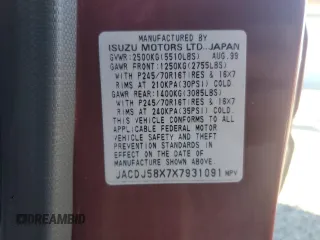 1999 Isuzu Trooper S with VIN JACDJ58X7X7931091, listed as a Copart auction lot 44824285 with Not provided miles and Salvage title. Bid and sale history available at DreamBid. Image 14.